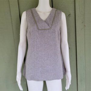 TALBOTS Green Heathered Linen Blend Tank Top Small S